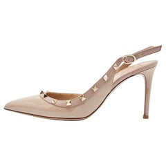 Valentino Staubrosa Lackleder Rockstud Slingback Pumps Größe 40