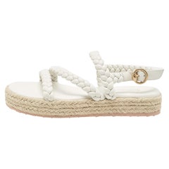Gianvito Rossi Weiße geflochtene Espadrille-Sandalen aus Leder Plateausandalen Größe 36,5