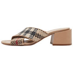 Burberry Multicolor Leather Woven Slide Sandals Size 39