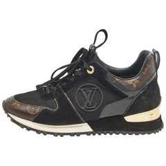 Louis Vuitton - Scarpe da ginnastica basse in tela e camoscio nero/marrone Run Away - misura 36,5