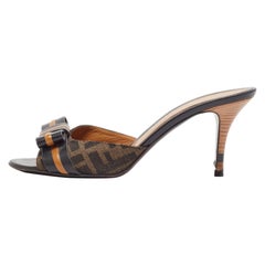 Fendi Zucca Canvas Pride and Prejudice Bow Slides Size 39
