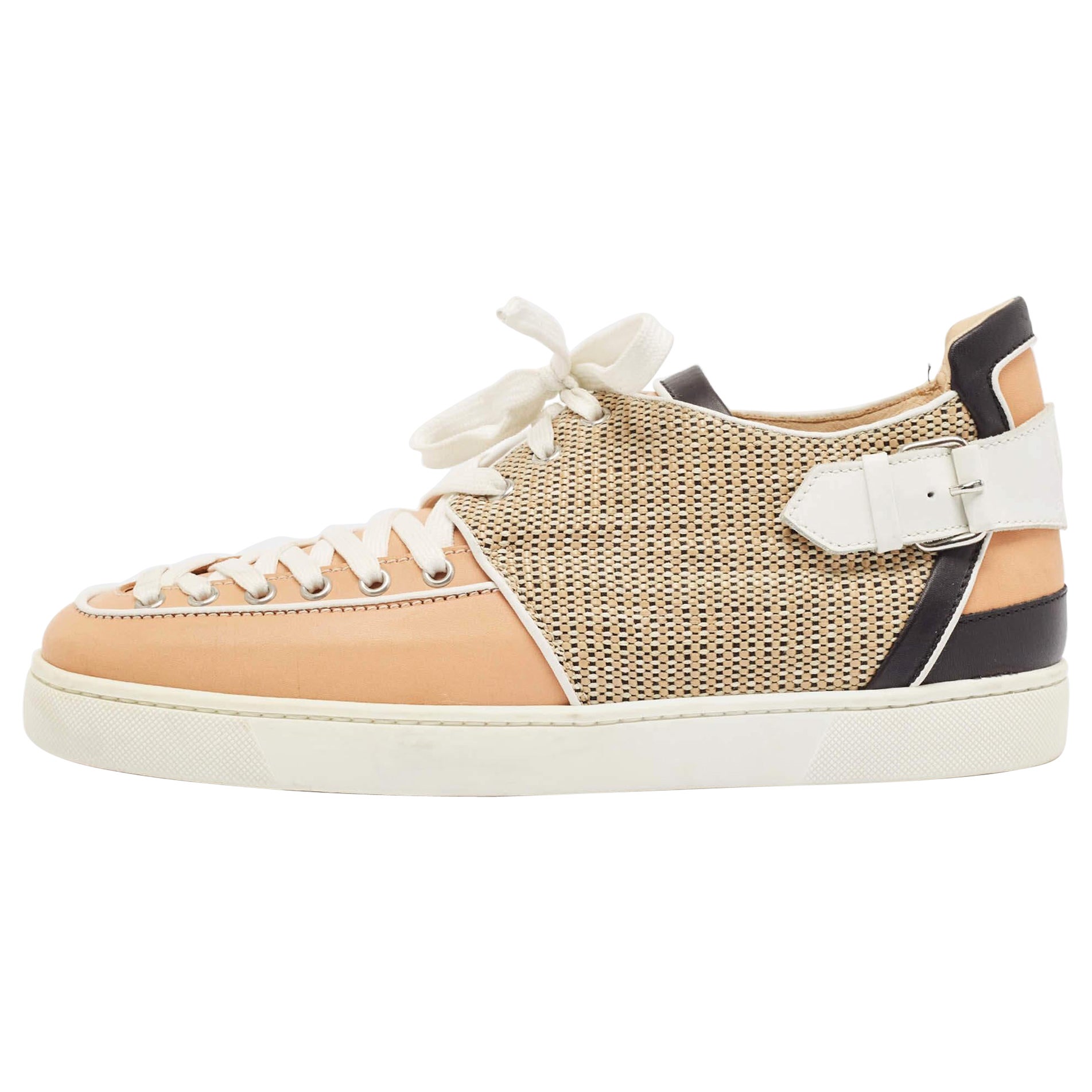 Christian Louboutin Mehrfarbige Leder-Spitzen-Turnschuhe Größe 45