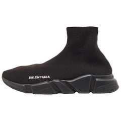 Balenciaga Black Knit Fabric Speed Trainer High Top Sneakers Size 41