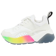 Stella McCartney Off White Faux Leather Suede Eclypse Lace Up Sneakers Size 38