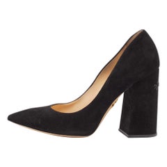 Charlotte Olympia Black Suede Block Heel Pumps Size 39