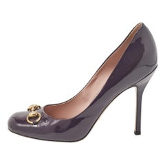Gucci Purple Patent Leather Jolene Horsebit Pumps 41