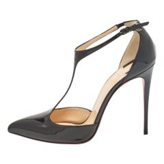 Christian Louboutin Black Patent Leather J String Pumps Size 40
