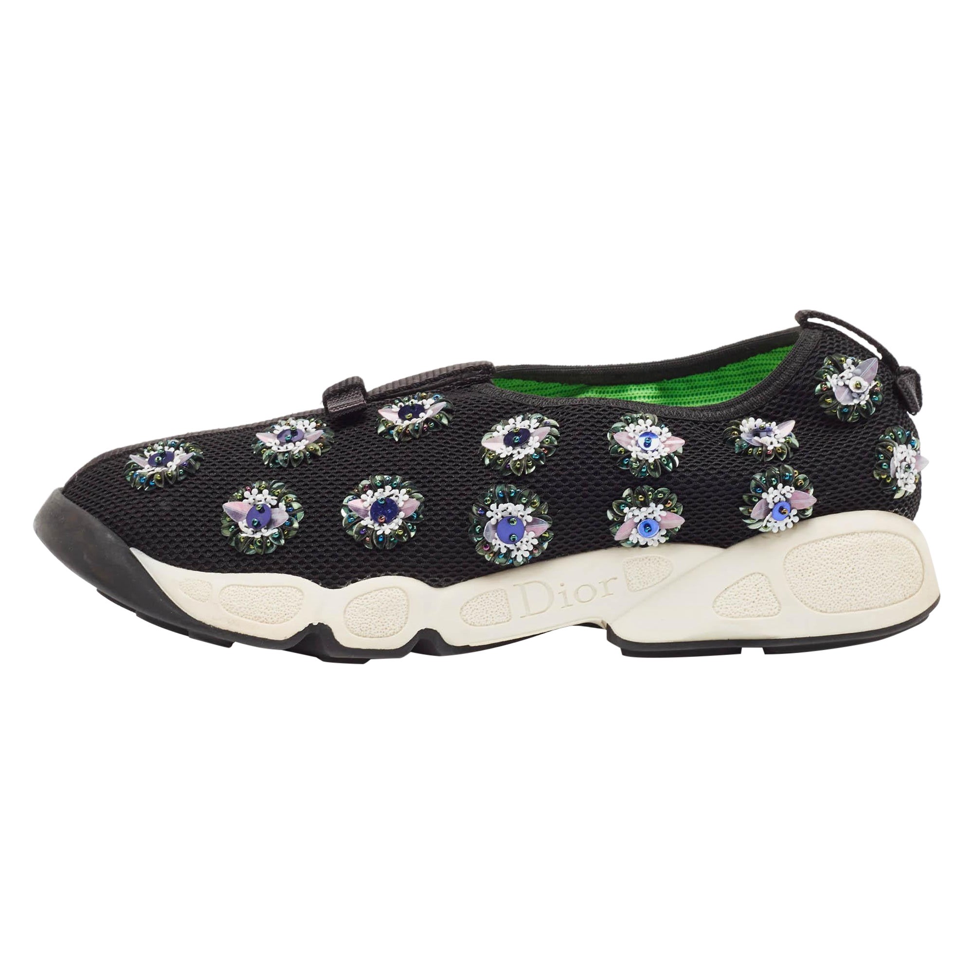 Dior Black Mesh Fusion Slip On Sneakers Size 38.5