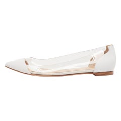 Gianvito Rossi White Leather and PVC Plexi Ballet Flats Size 39.5