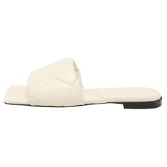 Bottega Veneta Cream Leather Lido Flat Slides Size 37