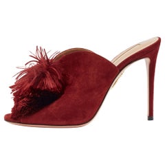 Aquazzura - Mules in pelle scamosciata bordeaux Lotus Blossom Taglia 38