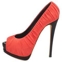 Giuseppe Zanotti Red Lace Peep Toe Platform Pumps Size 35