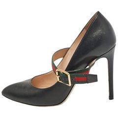 Gucci Black Leather Mary Jane Sylvie Pumps Size 37