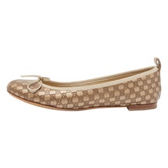 Gucci Gold Leather GG Ballet Flats Size 37