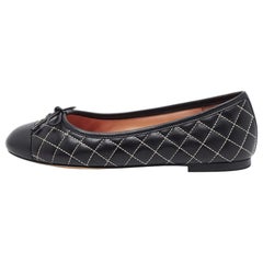 CH Carolina Herrera Black Leather Ballet Flats Size 39