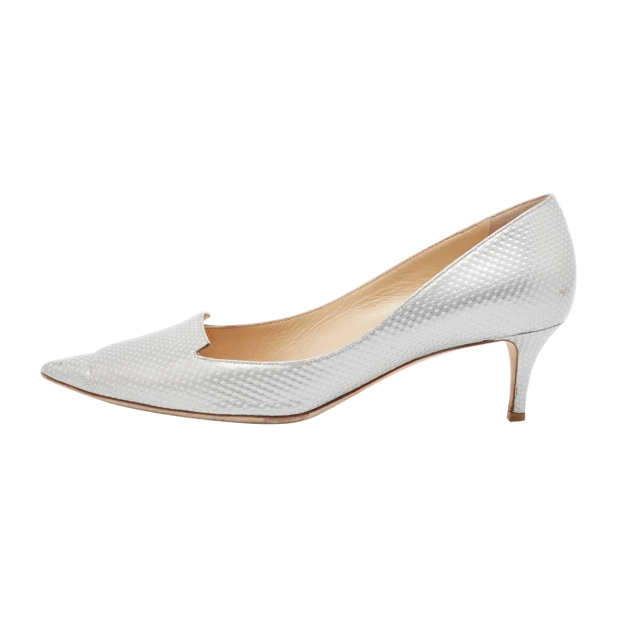 Jimmy Choo Silver Pumps in pelle 38 in vendita