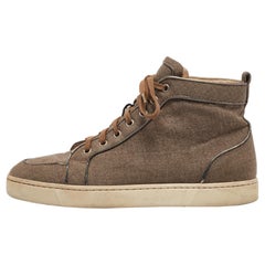Christian Louboutin - Scarpe da ginnastica alte in pelle e tela marrone Rantus Orlato - Taglia 41