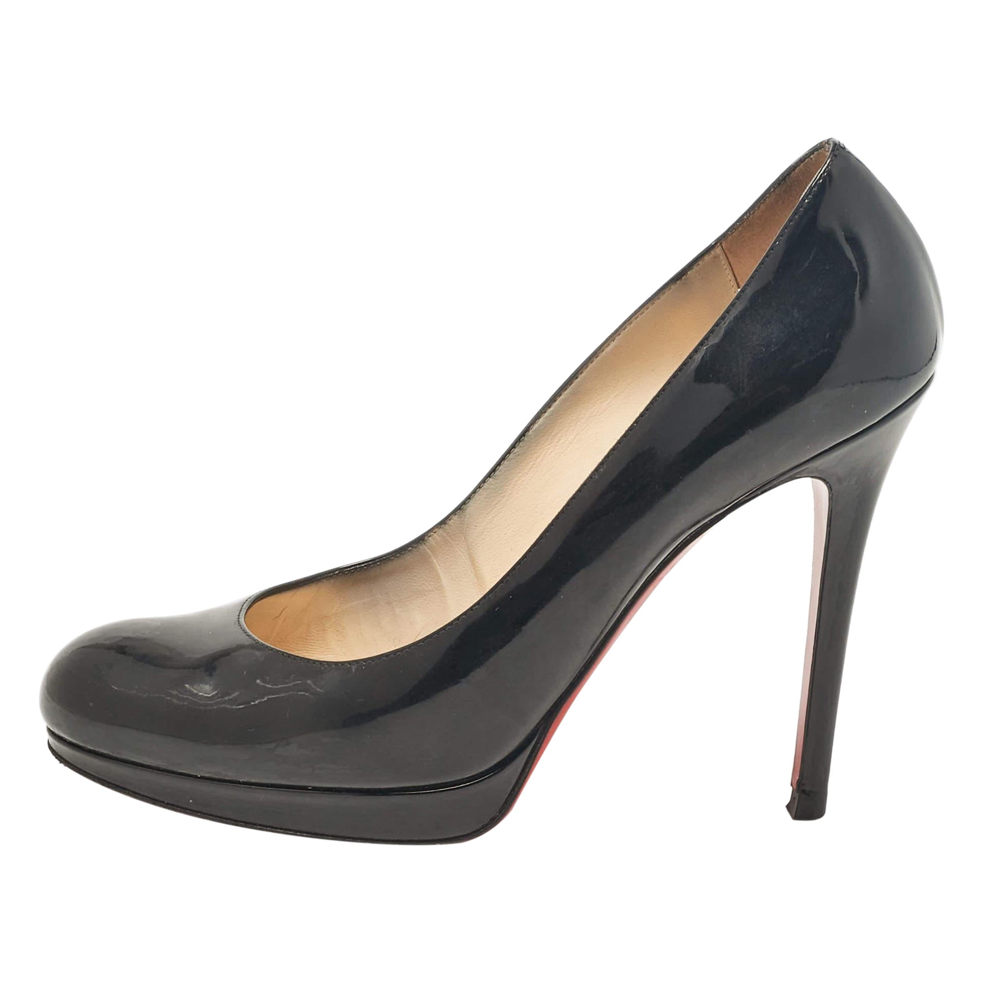 Christian Louboutin Black Patent Leather Simple Pumps Size 37