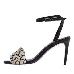 Missoni Schwarz/Weiße Sandalen aus Stoff und Leder mit Knöchelriemen Größe 39