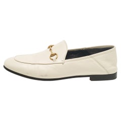 Gucci Off White Leather Jordaan Loafers Size 39
