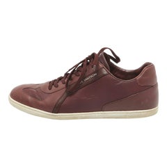 Louis Vuitton Burgundy Leather and Neoprene Low Top Sneakers Size 43