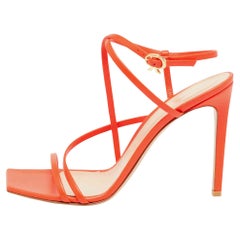Gianvito Rossi Poppy Red Leather Manilla Sandals Size 40.5