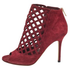 Jimmy Choo - Bottes de longueur cheville en daim bordeaux, taille 39