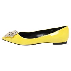 Versace Yellow Patent Leather Medusa Ballet Flats Size 37.5