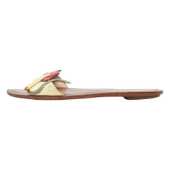 Prada Multicolor Patent Leather Smokings Lips Flats Slides Size 36