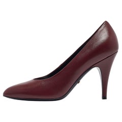Gucci Burgundy Leather Pointed Toe Pumps Size 37.5