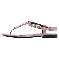 Balenciaga Beige Leather Arena Flat Sandals Size 38