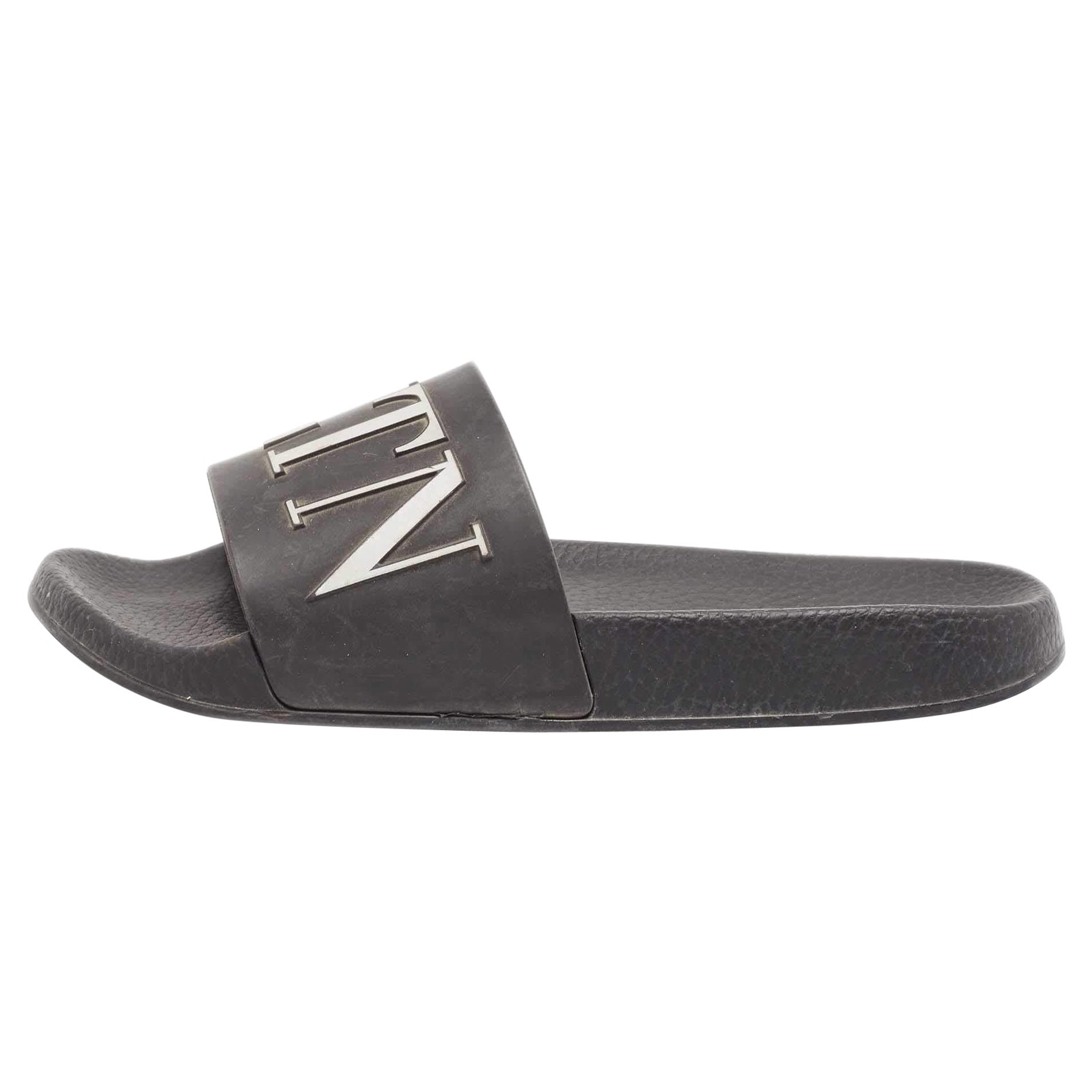Valentino Noir Caoutchouc VLTN Slides plates Taille 38