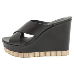 Salvatore Ferragamo Sandales à talons compensés Nicosia en cuir noir Taille 39.5
