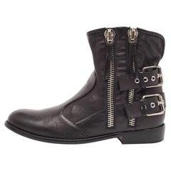 Giuseppe Zanotti Black Leather Ankle Length Boots Size 44