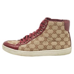 Gucci Brown/Beige GG Canvas und Leder High Top Sneakers Größe 38
