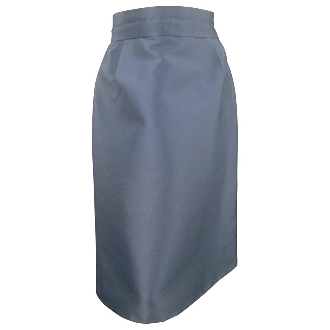 MARC JACOBS Size 4 Slate Blue Nylon / Silk Snap Slit A Line Skirt