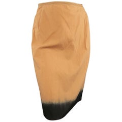 PRADA Size 4 Peach & Black Dip Dye Pleated Back Cotton A Line Skirt