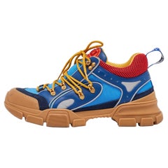 Gucci, scarpe da ginnastica in pelle e mesh Flashtrek riflettenti multicolore, misura 43