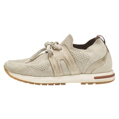 Loro Piana Grey Fabric 360 LP Flexy Walk Lace Up Sneakers Size 35