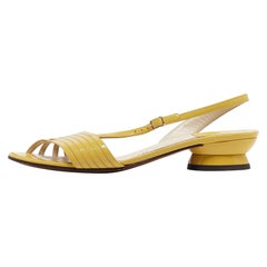 Salvatore Ferragamo Yellow Patent Leather Slingback Sandals Size 39.5