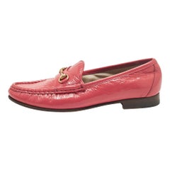 Gucci Pink Patent Leather Horsebit Loafers Size 36