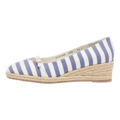 Salvatore Ferragamo escarpins compensés Audrey rayés bleu/blanc taille 40