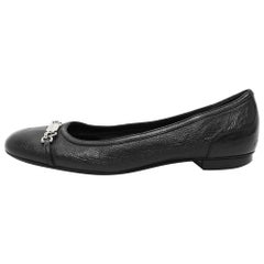 Gucci Black Leather Embellished Ballet Flats Size 36.5