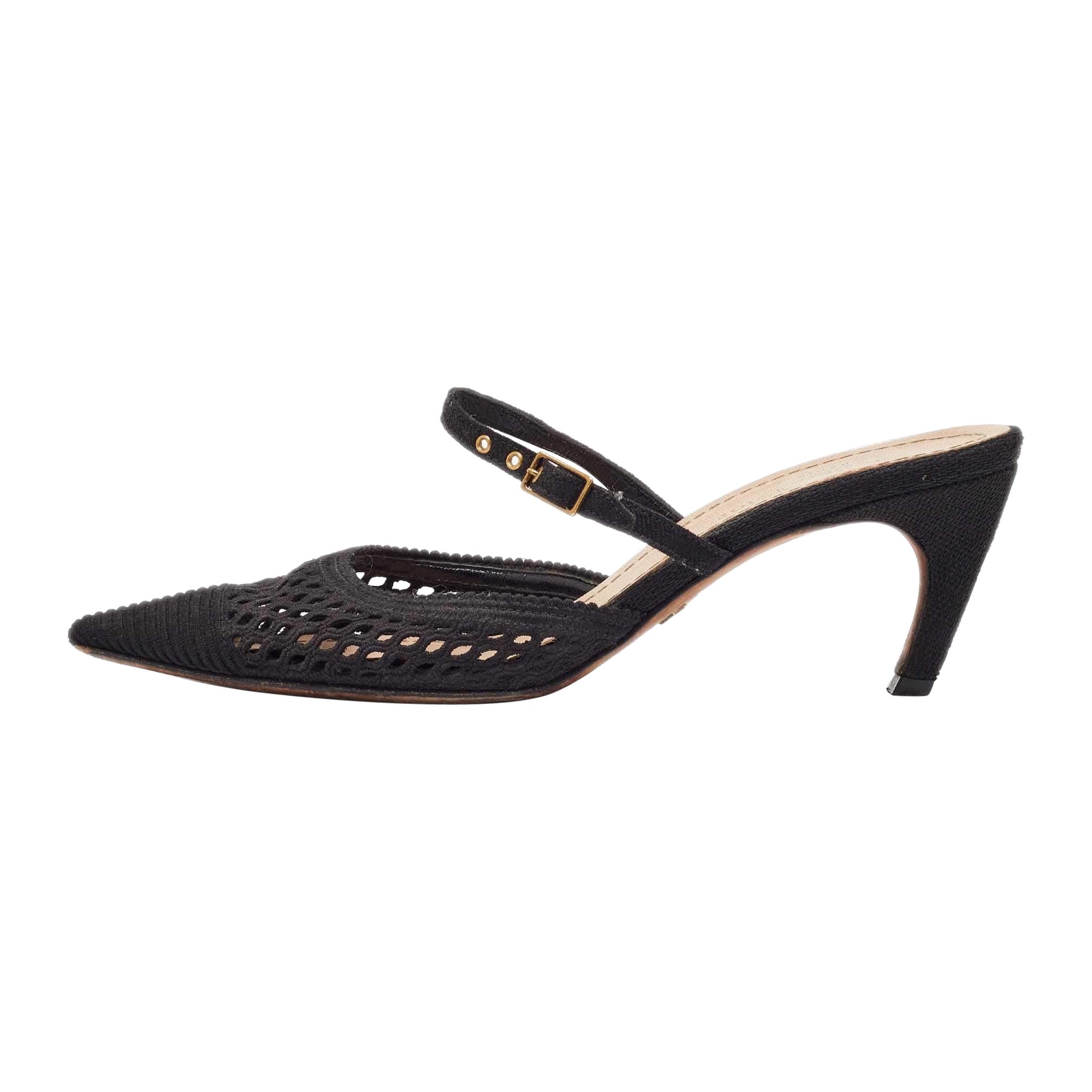 Dior Black Fabric Dior Capture Mules Size 38.5 For Sale