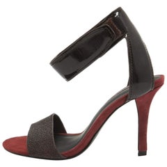 Alexander Wang - Sandales à lanières à la cheville en cuir verni et daim bordeaux, taille 37