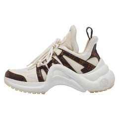 Louis Vuitton White/Brown Leather Monogram Canvas Archlight Sneakers Size 37.5