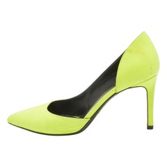 Saint Laurent Neon Yellow Leather D'orsay Pumps Size 36