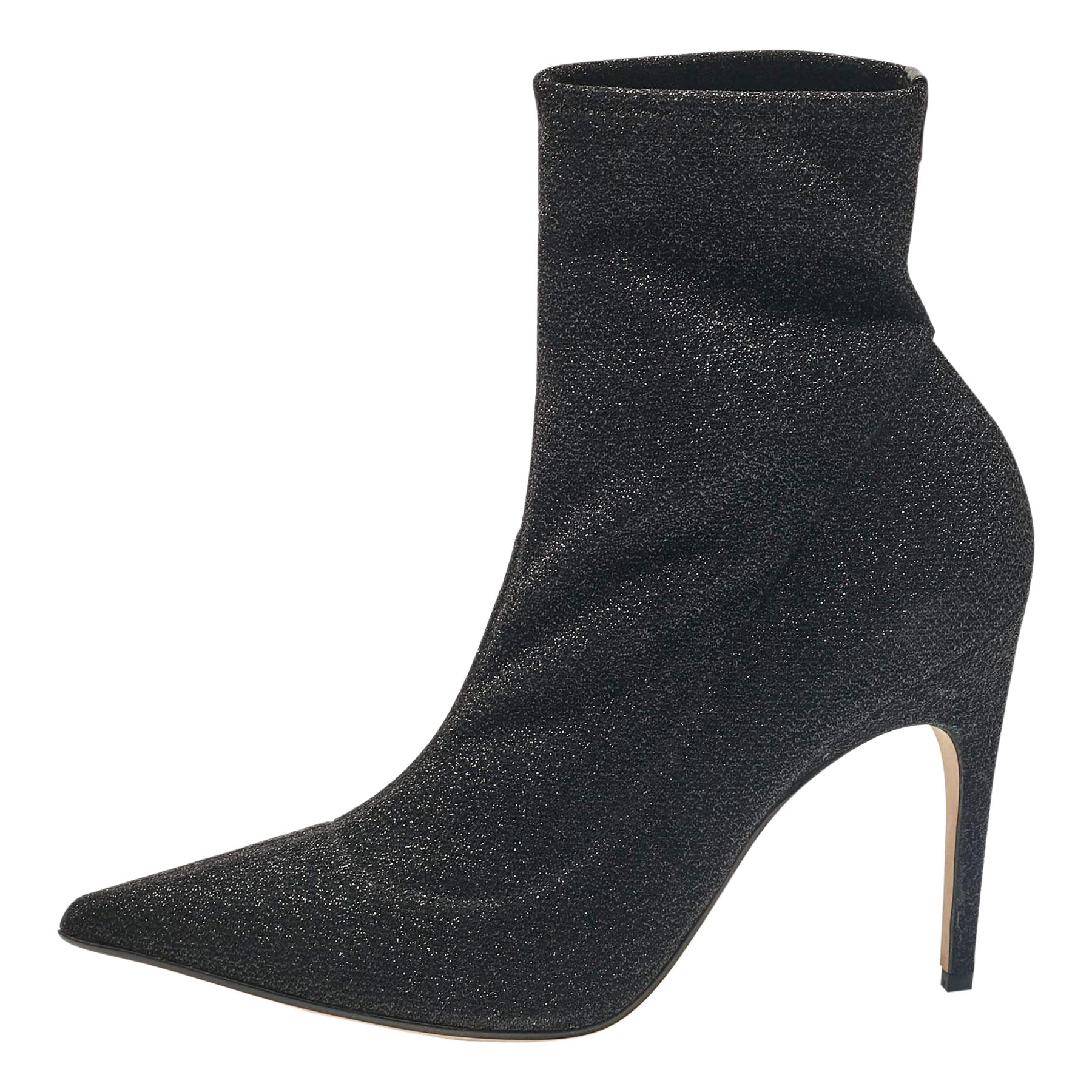 Sergio Rossi Schwarze Lurex-Stiefel in Knöchellänge aus Stoff Größe 39
