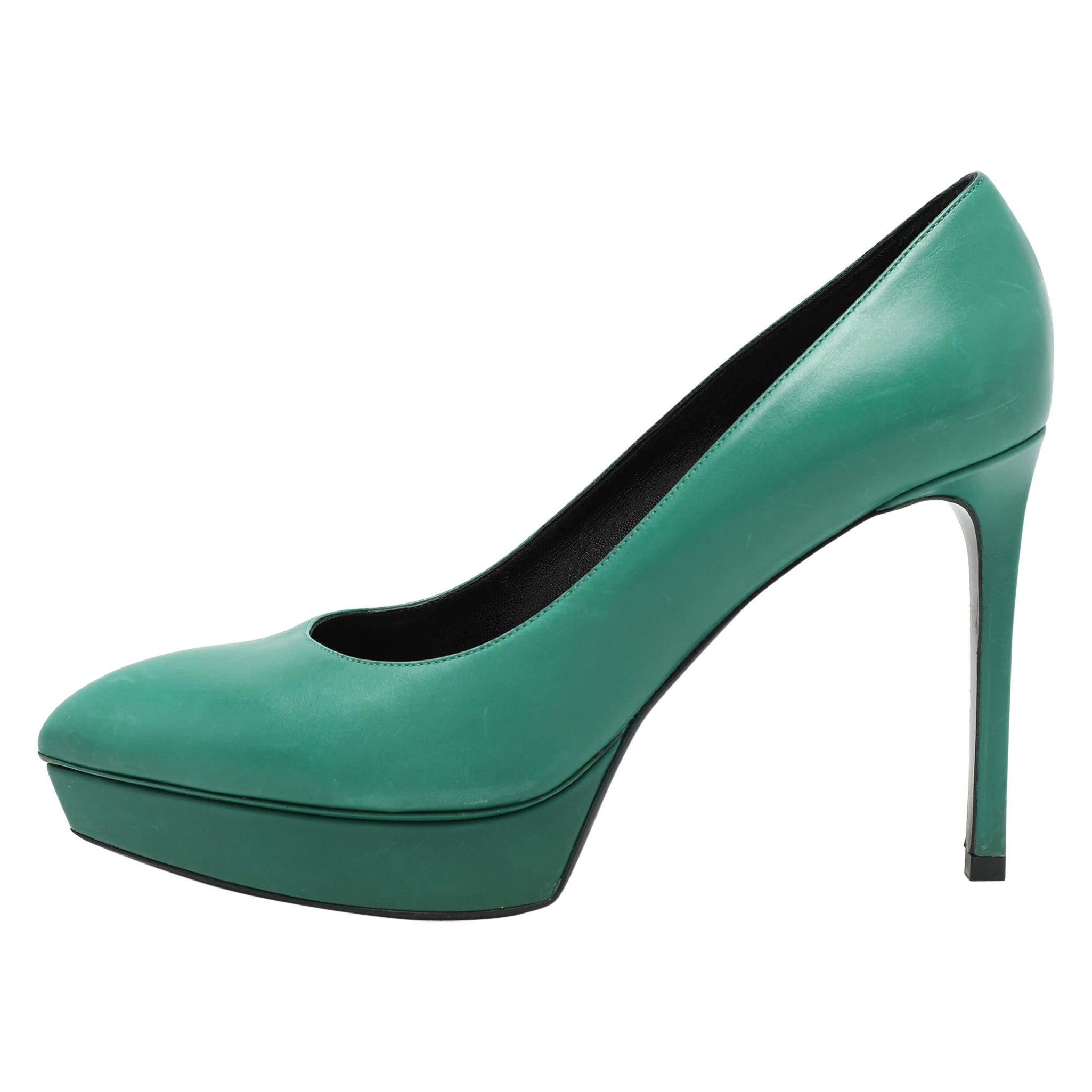Saint Laurent Pumps Anja in pelle verde misura 38,5