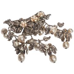 Miriam Haskell Signature Brooch with Pearl Drops